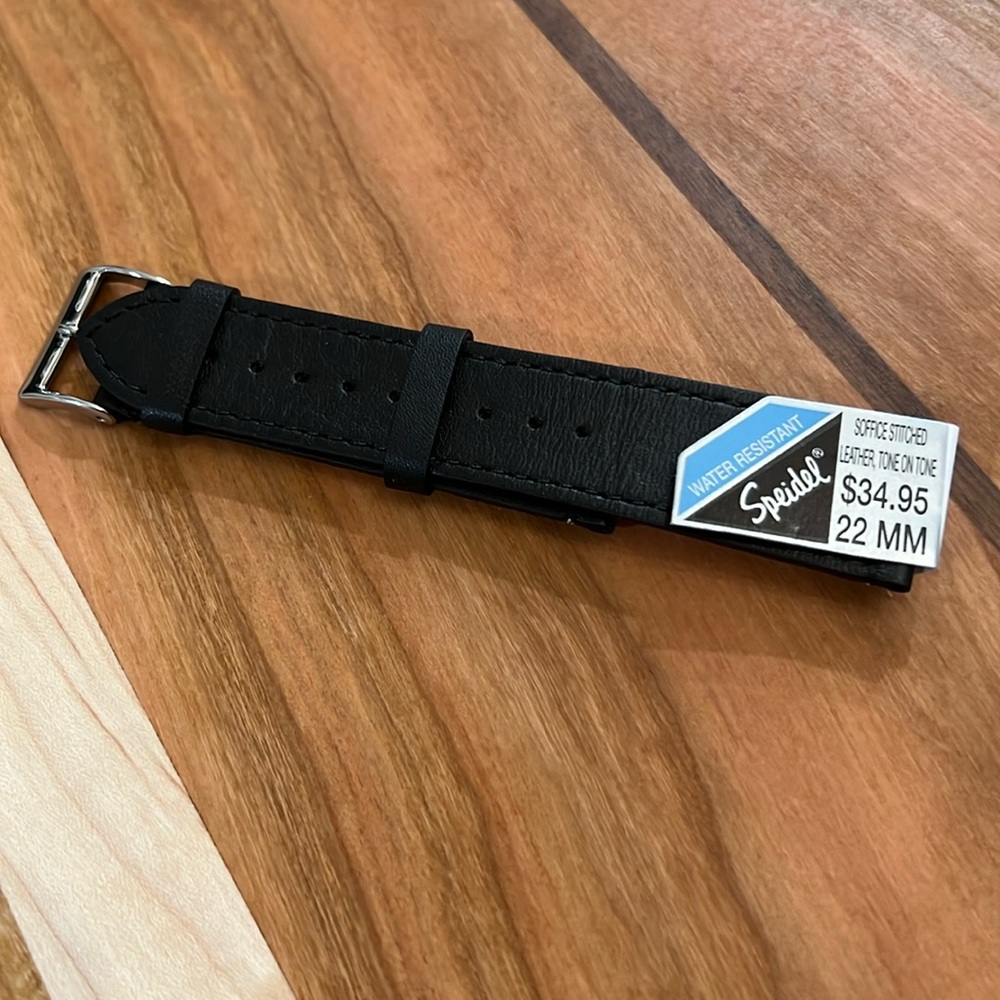 Speidel 22mm Soffice Stitched Black Leather Watch Band